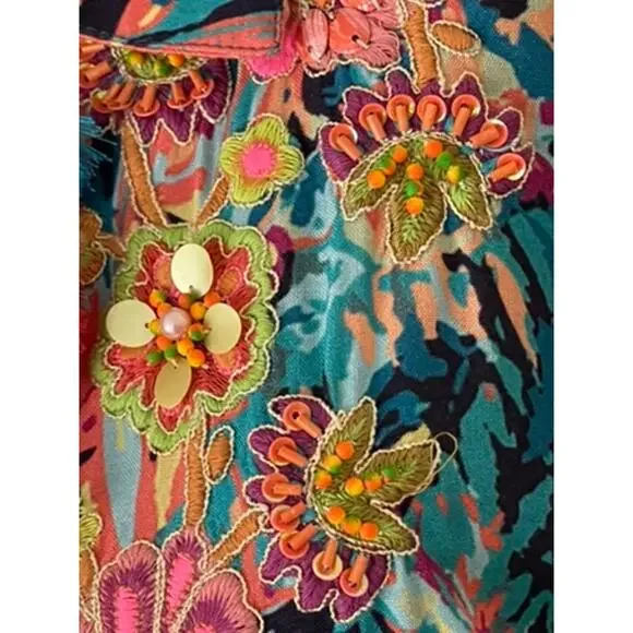 Soft Surroundings Sz L Petite Florence Dress Floral Midi Coastal Vacation Cruise - Picture 9 of 14